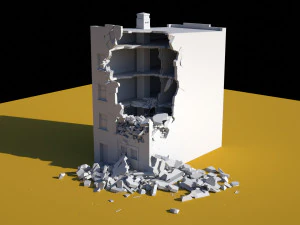 поврежденное здание 3D Модель