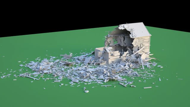 destroyed wooden cottage 3D Model .c4d .max .obj .3ds .fbx .stl .blend