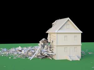 destroyed wooden cottage 3D Model