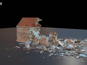 destroyed wooden cottage 3D Model