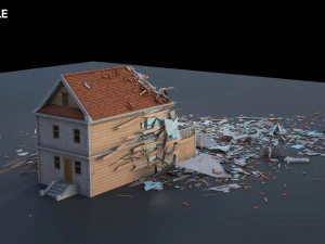 destroyed wooden cottage 3D Model