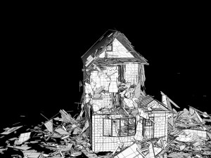 destroyed wooden cottage 3D Model