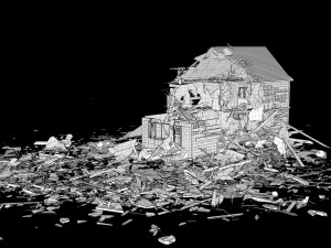 destroyed wooden cottage 3D Model