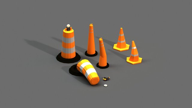 post apocalyptic road cones pylons and barrels 3D 모델 .c4d .max .obj .3ds .fbx .stl .blend 