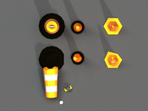 post apocalyptic road cones pylons and barrels 3D 모델