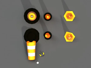 post apocalyptic road cones pylons and barrels 3D Model