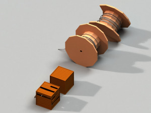 post apocalyptic cable drum and wooden box 3D 模型