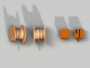 post apocalyptic cable drum and wooden box 3D 模型