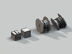 post apocalyptic cable drum and wooden box 3D 模型