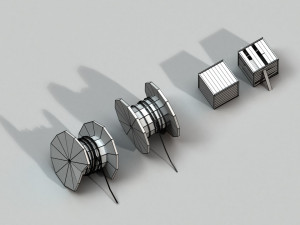 post apocalyptic cable drum and wooden box 3D 模型