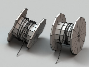 post apocalyptic cable drum and wooden box 3D 模型