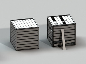 post apocalyptic cable drum and wooden box 3D 模型