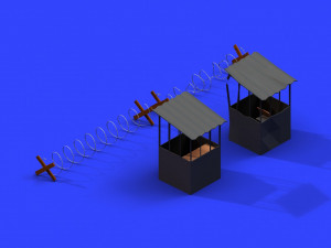 post apocalyptic barbed wire and shed 3D 모델