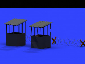 post apocalyptic barbed wire and shed 3D 모델