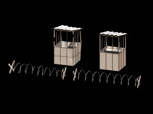 post apocalyptic barbed wire and shed 3D 모델