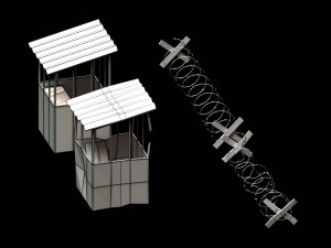 post apocalyptic barbed wire and shed 3D 모델