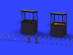 post apocalyptic barbed wire and shed 3D 모델