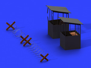 post apocalyptic barbed wire and shed 3D 모델
