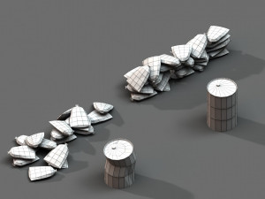 post apocalyptic sandbags and barrels 3D Модель
