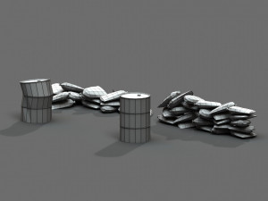 post apocalyptic sandbags and barrels 3D Модель