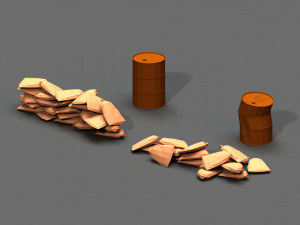 post apocalyptic sandbags and barrels 3D Модель