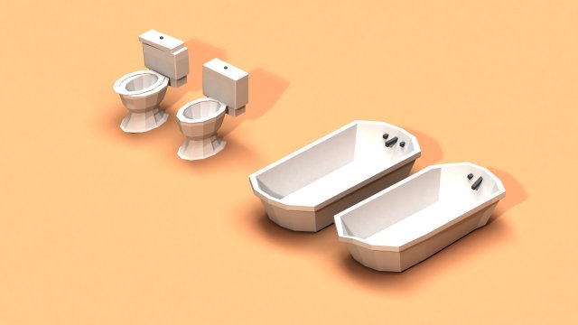 post apocalyptic toilet and bath 3D Model .c4d .max .obj .3ds .fbx .stl .blend