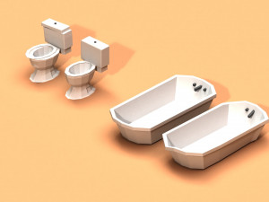 post apocalyptic toilet and bath 3D Model
