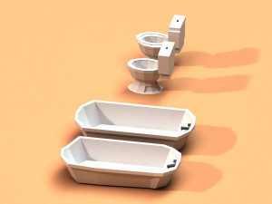post apocalyptic toilet and bath 3D Model