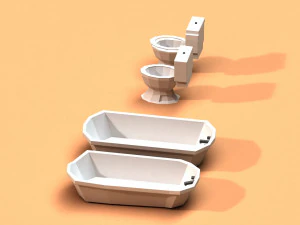 post apocalyptic toilet and bath 3D Model