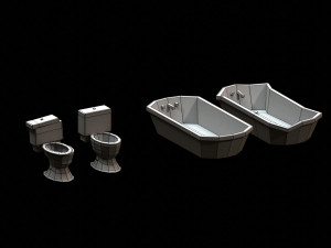post apocalyptic toilet and bath 3D Model