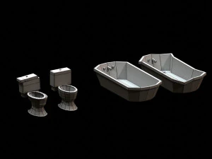 post apocalyptic toilet and bath 3D Model