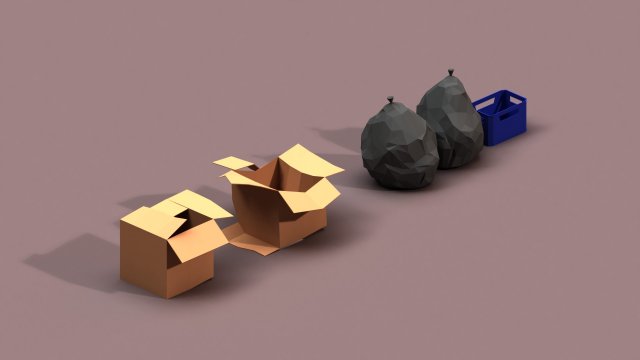 post apocalyptic cardboard box and garbage 3D मॉडल .c4d .max .obj .3ds .fbx .stl .blend 
