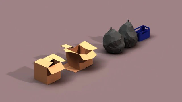 post apocalyptic cardboard box and garbage 3D Model .c4d .max .obj .3ds .fbx .stl .blend