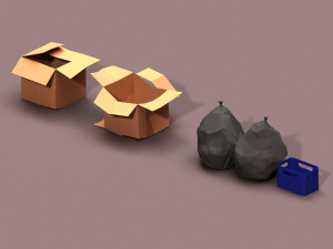 post apocalyptic cardboard box and garbage 3D मॉडल