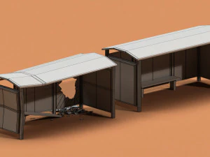 post apocalyptic bus stop 3D Model