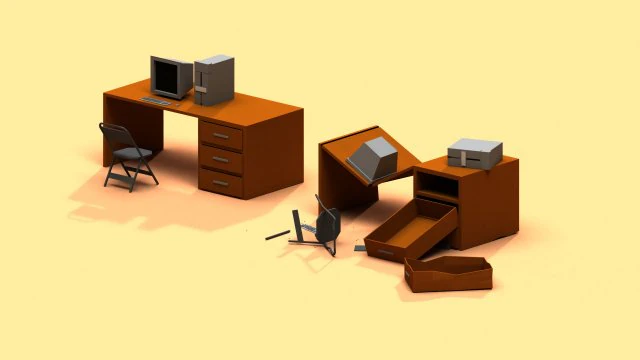 post apocalyptic desk and pc 3D Model .c4d .max .obj .3ds .fbx .stl .blend