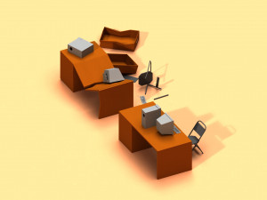 post apocalyptic desk and pc Modelo 3D