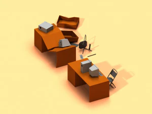 post apocalyptic desk and pc 3D Model