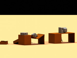 post apocalyptic desk and pc Modelo 3D