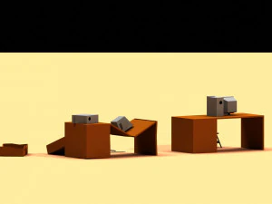 post apocalyptic desk and pc 3D Model