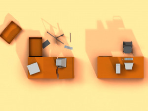 post apocalyptic desk and pc Modelo 3D