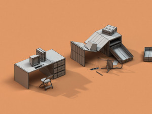 post apocalyptic desk and pc Modelo 3D