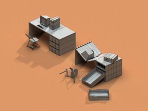 post apocalyptic desk and pc Modelo 3D