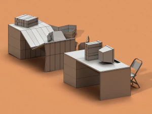 post apocalyptic desk and pc 3D Model