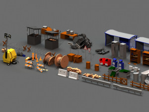 post apocalyptic props pack 3D 모델