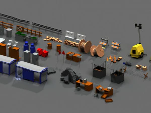 post apocalyptic props pack 3D Model