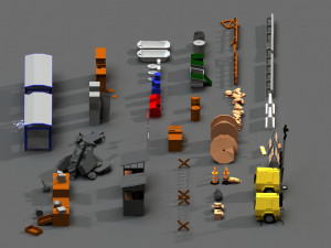 post apocalyptic props pack 3D Model