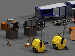 post apocalyptic props pack 3D Model