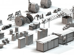 post apocalyptic props pack 3D Model