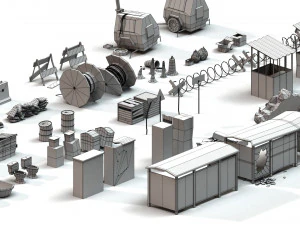 post apocalyptic props pack 3D Model